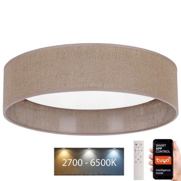 Brilagi - Plafonnier à intensité variable VELVET SMART LED/36W/230V d. 55 cm 2700-6500K Wi-Fi Tuya marron + Télécommande