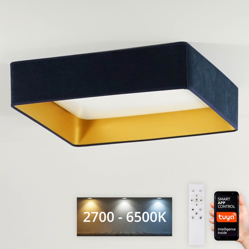 Brilagi - Plafonnier à intensité variable VELVET SQUARE SMART LED/36W/230V 2700-6500K Wi-Fi Tuya + Télécommande bleu foncé