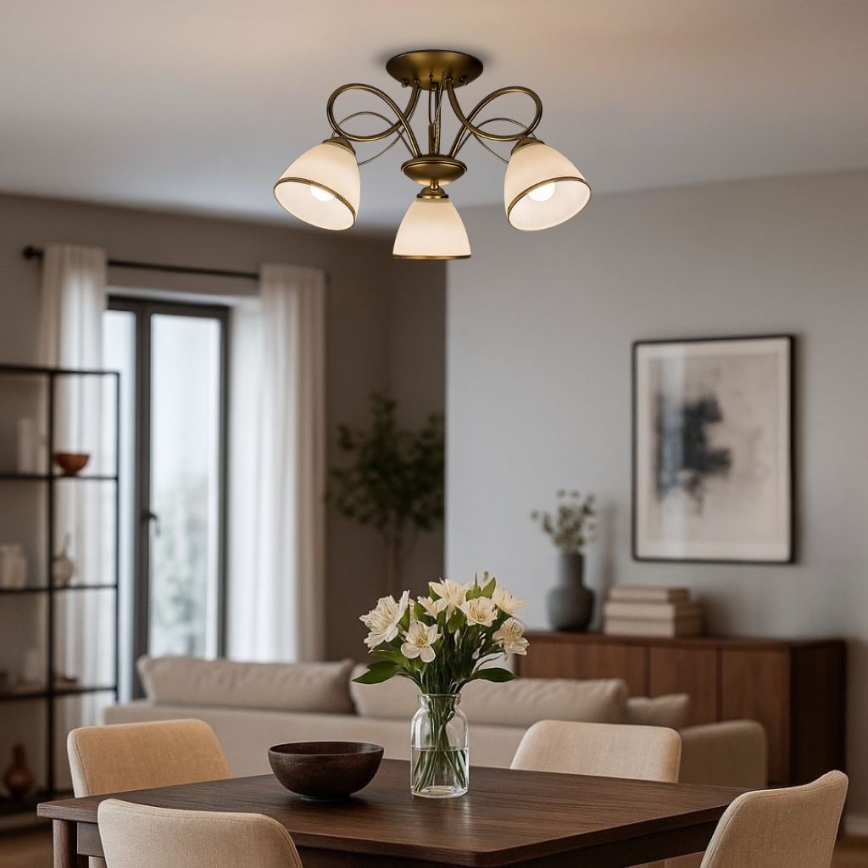 Brilagi - Plafonnier à montage affleurant FRED 3xE27/60W/230V Ø59 cm doré