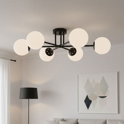 Brilagi - Plafonnier à montage en surface MALIVA 6xE14/15W/230V noir/blanc