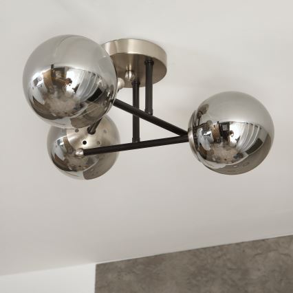 Brilagi - Plafonnier affleurant MALIVA 3xE14/15W/230V chrome mat/fumé