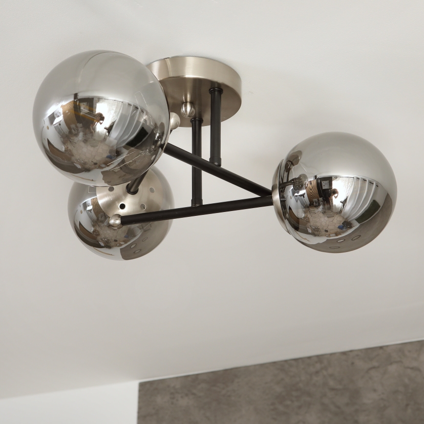 Brilagi - Plafonnier affleurant MALIVA 3xE14/15W/230V chrome mat/fumé