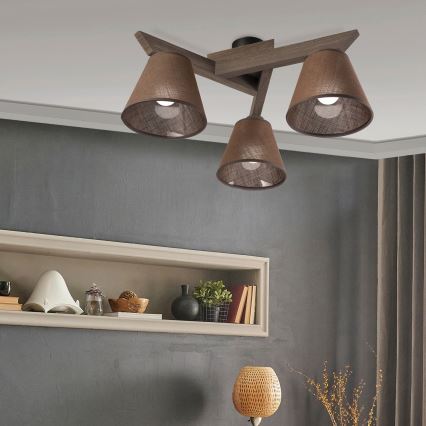 Brilagi - Plafonnier ANTHONY 3xE14/40W/230V chêne noyer/marron