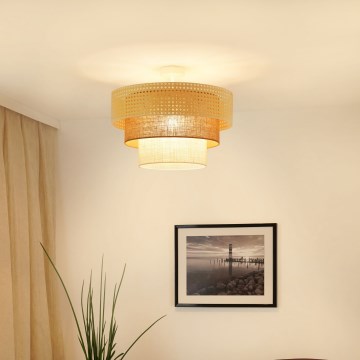 Brilagi - Plafonnier CEDAR LUNETA 1xE27/15W/230V d. 45 cm rotin/marron/crème