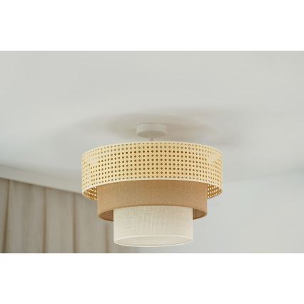 Brilagi - Plafonnier CEDAR LUNETA 1xE27/15W/230V d. 45 cm rotin/marron/crème
