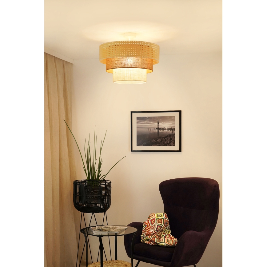 Brilagi - Plafonnier CEDAR LUNETA 1xE27/15W/230V d. 45 cm rotin/marron/crème