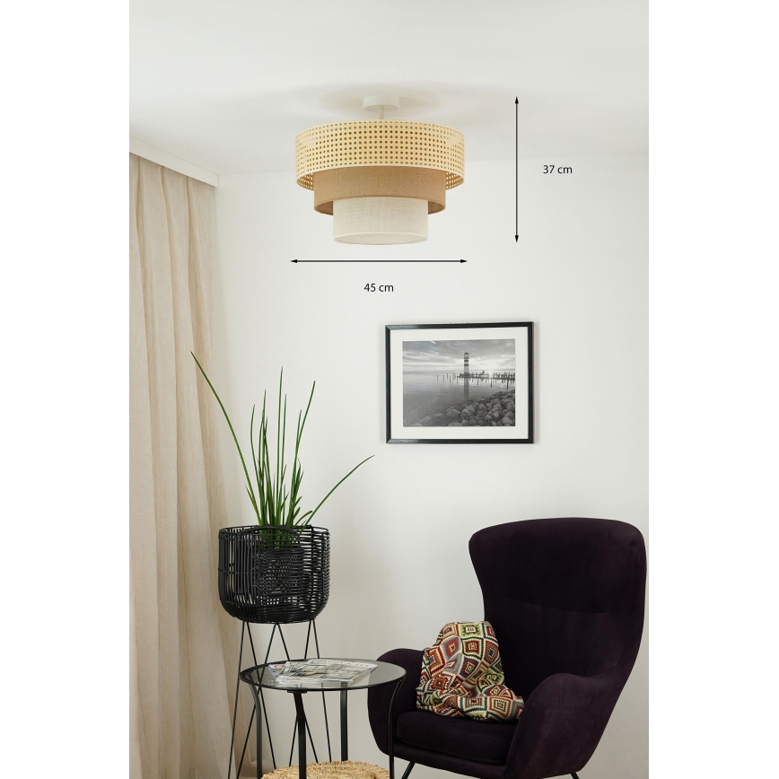 Brilagi - Plafonnier CEDAR LUNETA 1xE27/15W/230V d. 45 cm rotin/marron/crème