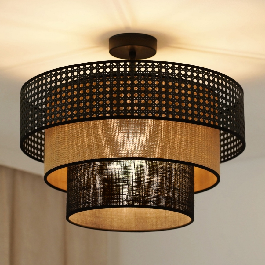 Brilagi - Plafonnier DAKOTA LUNETA 1xE27/15W/230V d. 45 cm noir/rotin