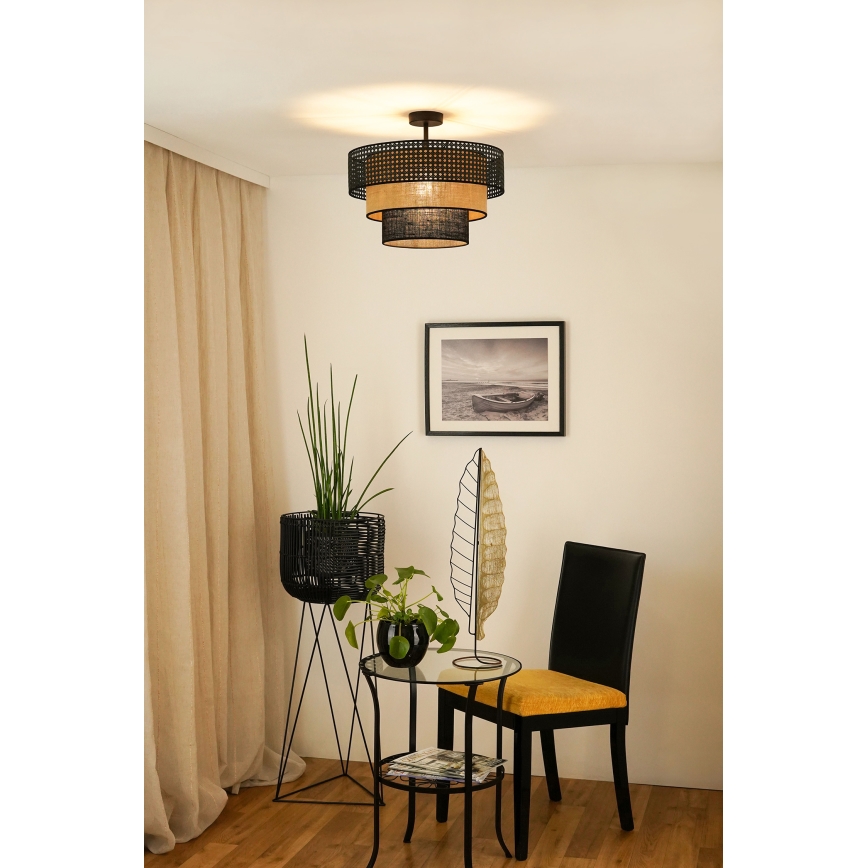 Brilagi - Plafonnier DAKOTA LUNETA 1xE27/15W/230V d. 45 cm noir/rotin