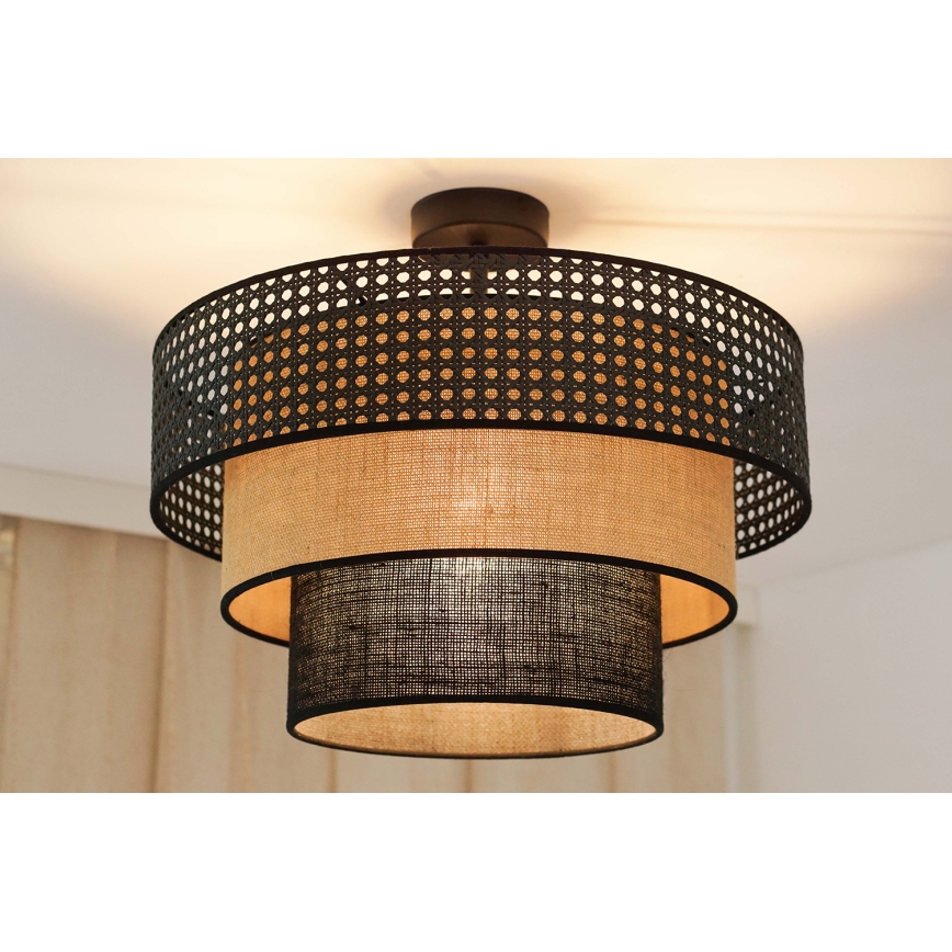 Brilagi - Plafonnier DAKOTA LUNETA 1xE27/15W/230V d. 45 cm noir/rotin