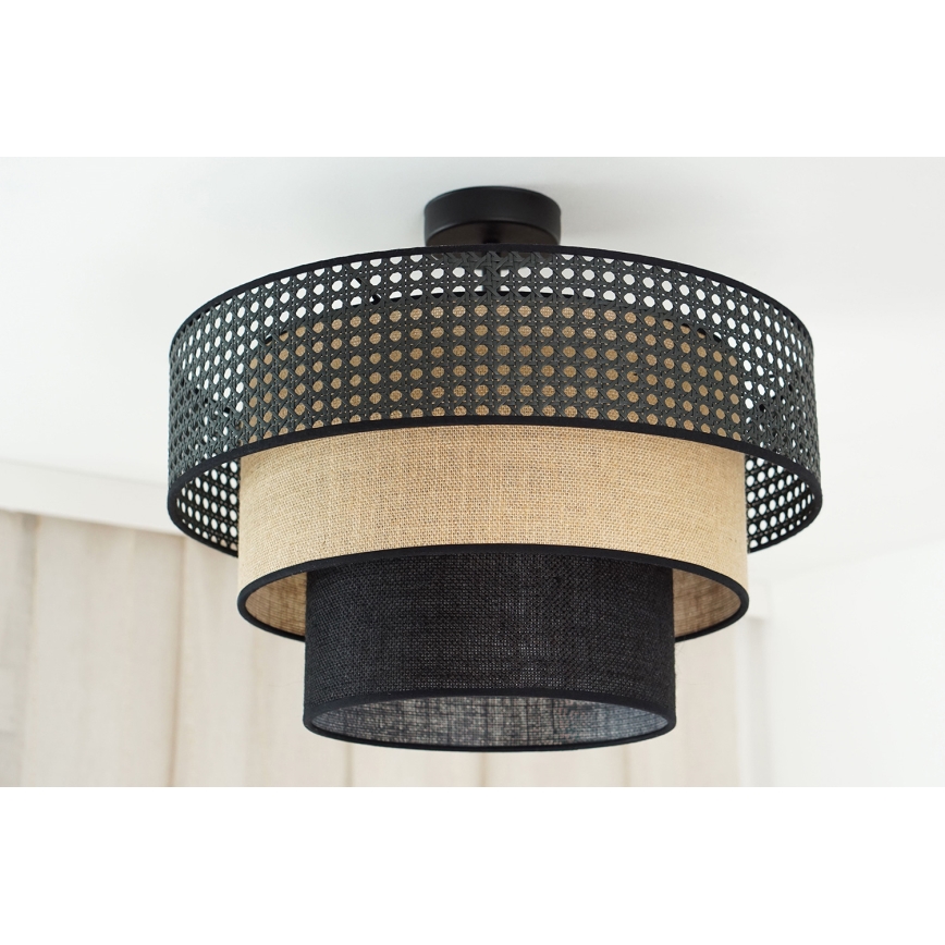 Brilagi - Plafonnier DAKOTA LUNETA 1xE27/15W/230V d. 45 cm noir/rotin