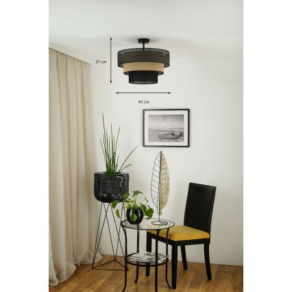 Brilagi - Plafonnier DAKOTA LUNETA 1xE27/15W/230V d. 45 cm noir/rotin