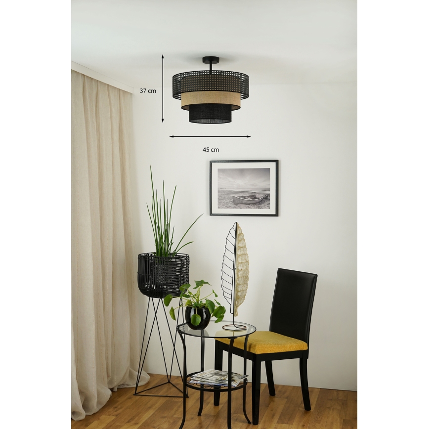 Brilagi - Plafonnier DAKOTA LUNETA 1xE27/15W/230V d. 45 cm noir/rotin