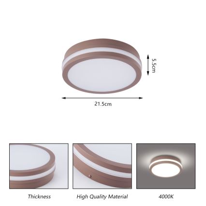 Brilagi - Plafonnier d'extérieur LED BENE LED/18W/230V Ø 21,5 cm marron IP54