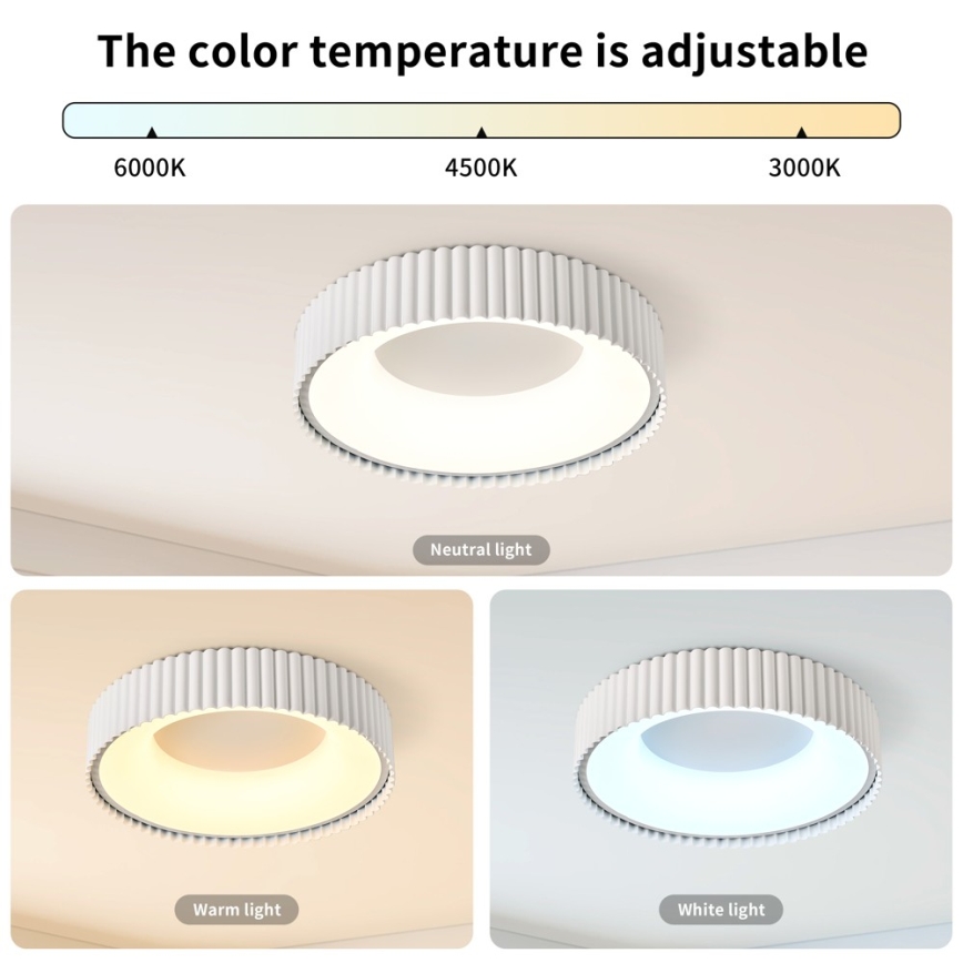 Brilagi - LED dimmable. plafonnier FALCON MODERN LED/30W/230V 3000-6000K 40 cm blanc + télécommande
