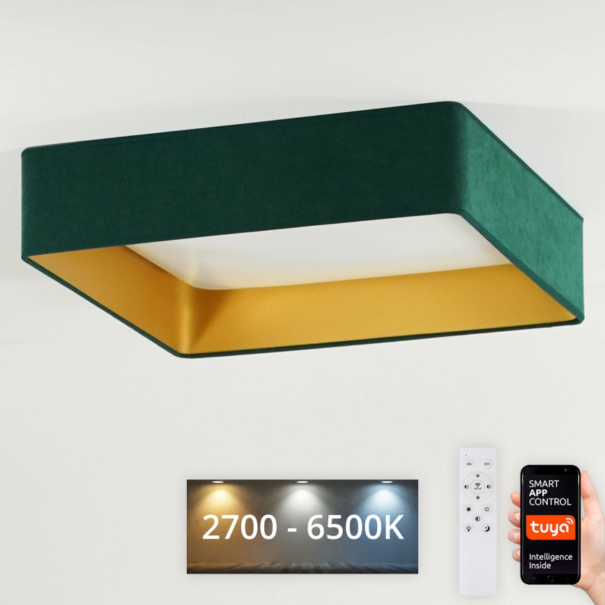 Brilagi - Plafonnier dimmable VELVET SQUARE SMART LED/36W/230V 60x60 cm 2700-6500K Wi-Fi Tuya + télécommande vert