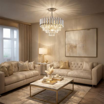 Brilagi - Plafonnier ECLIPSE 5×E14/10W/230V, Ø 38 cm, argenté