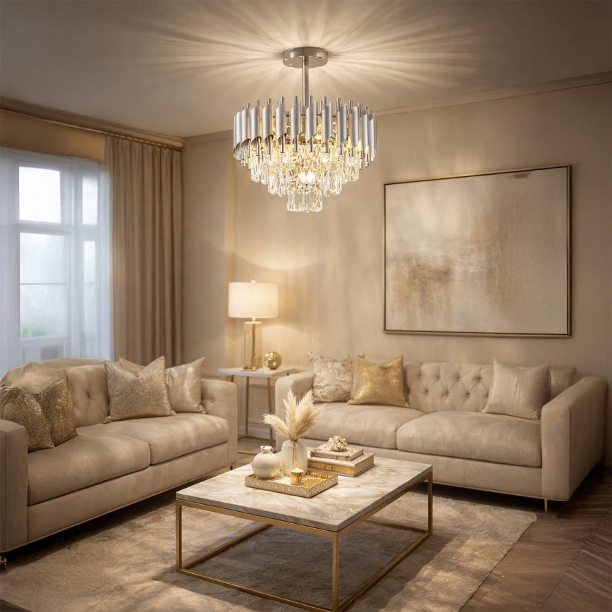 Brilagi - Plafonnier ECLIPSE 5×E14/10W/230V, Ø 38 cm, argenté