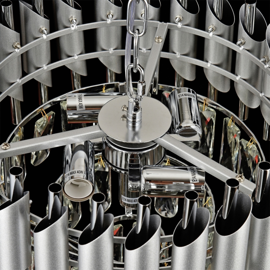 Brilagi - Plafonnier ECLIPSE 5×E14/10W/230V, Ø 38 cm, argenté