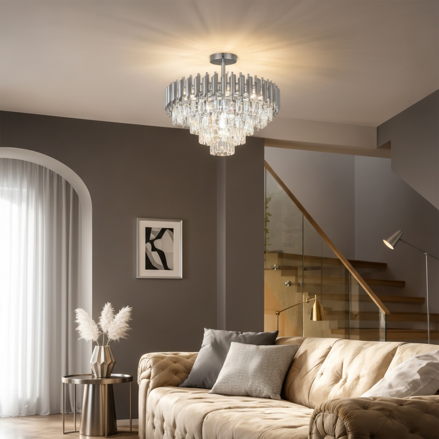 Brilagi - Plafonnier ECLIPSE 7xE14/10W/230V Ø 48 cm argenté