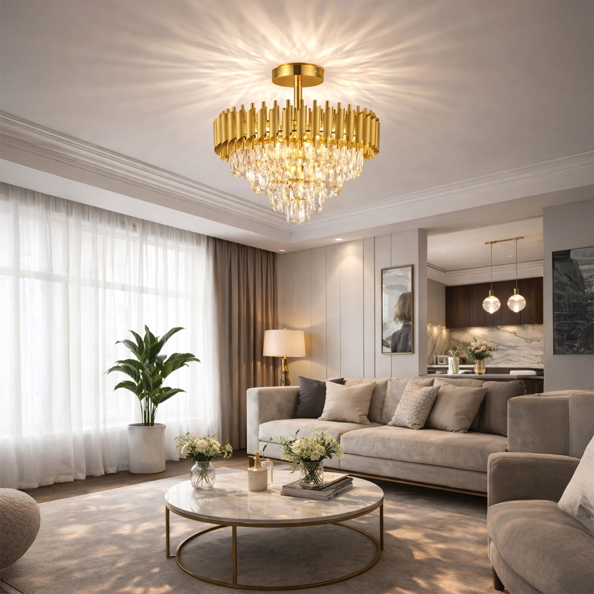 Brilagi - Plafonnier ECLIPSE 7xE14/10W/230V Ø 48 cm doré