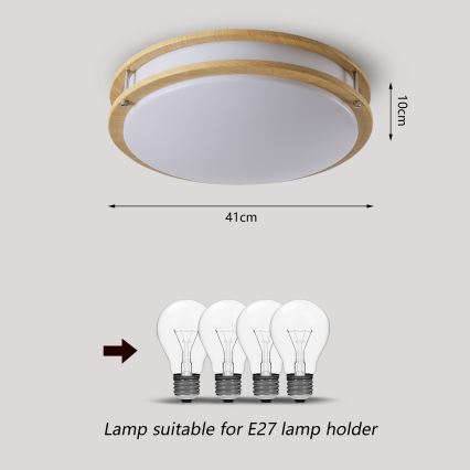 Brilagi - Plafonnier ELARO 4xE27/40W/230V Ø 41 cm, finition bois