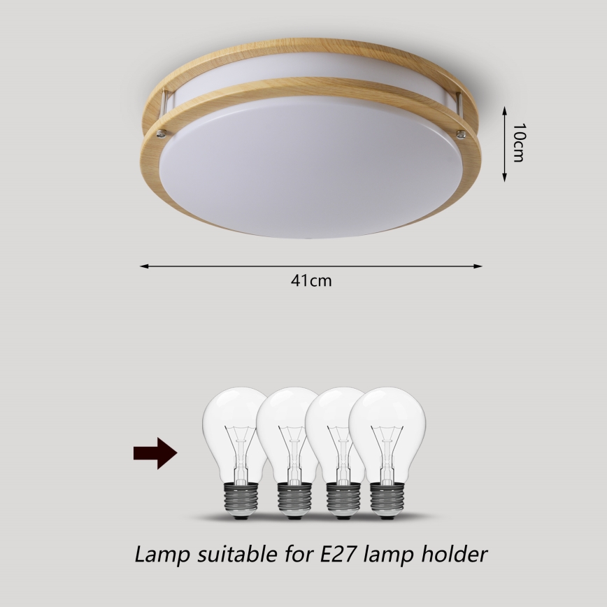 Brilagi - Plafonnier ELARO 4xE27/40W/230V Ø 41 cm, finition bois