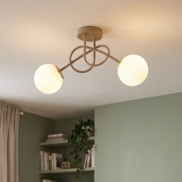 Brilagi - Plafonnier en applique MILO ECRU 2xE27/60W/230V beige/doré