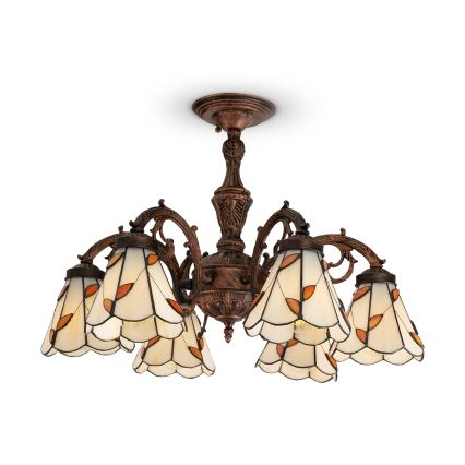 Brilagi - plafonnier en vitrail de style Tiffany FOLIA 6xE27/60W/230V Ø 60 cm