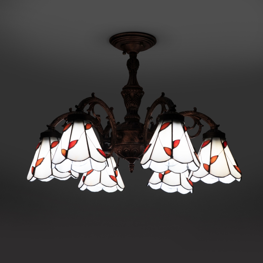 Brilagi - plafonnier en vitrail de style Tiffany FOLIA 6xE27/60W/230V Ø 60 cm