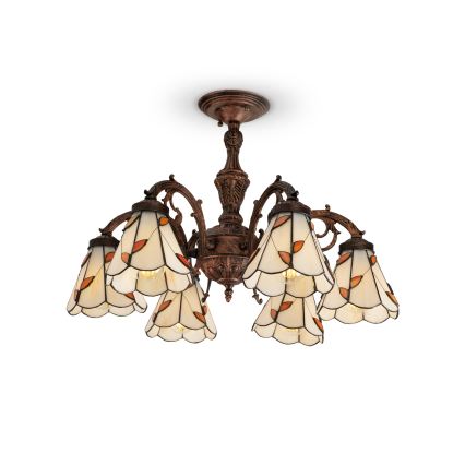 Brilagi - plafonnier en vitrail de style Tiffany FOLIA 6xE27/60W/230V Ø 60 cm