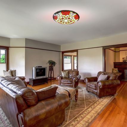 Brilagi - Plafonnier en vitrail de style Tiffany GARLAN 2xE27/60W/230V