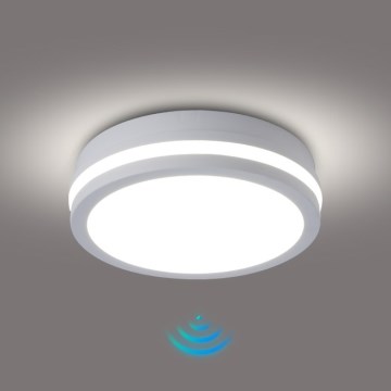 Brilagi - Plafonnier extérieur LED avec détecteur BENE LED/18W/230V Ø 21,5 cm blanc IP54