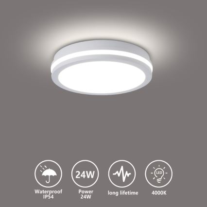 Brilagi - Plafonnier extérieur LED BENE LED/24W/230V Ø 26 cm blanc IP54