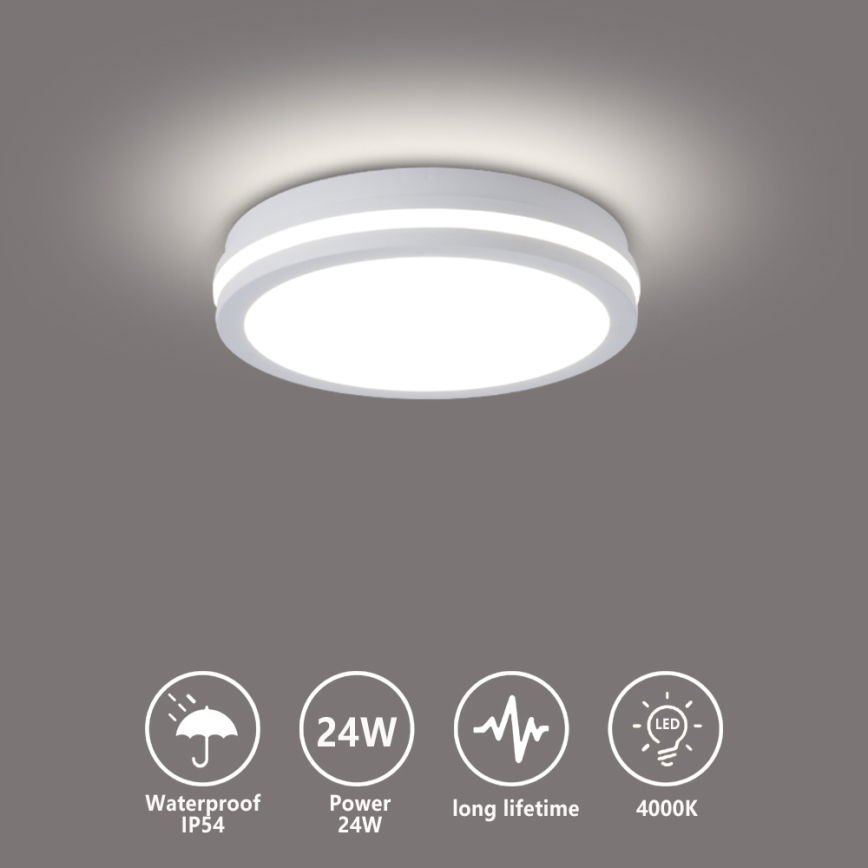 Brilagi - Plafonnier extérieur LED BENE LED/24W/230V Ø 26 cm blanc IP54