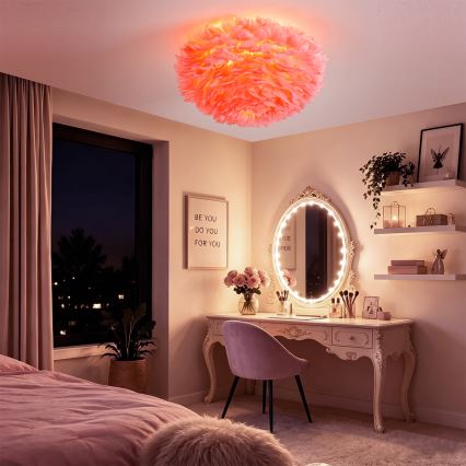 Brilagi - Plafonnier FEATHER 3xE27/40W/230V Ø 50 cm rose