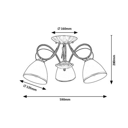 Brilagi - Plafonnier FRED 3xE27/60W/230V Ø 59 cm bronze