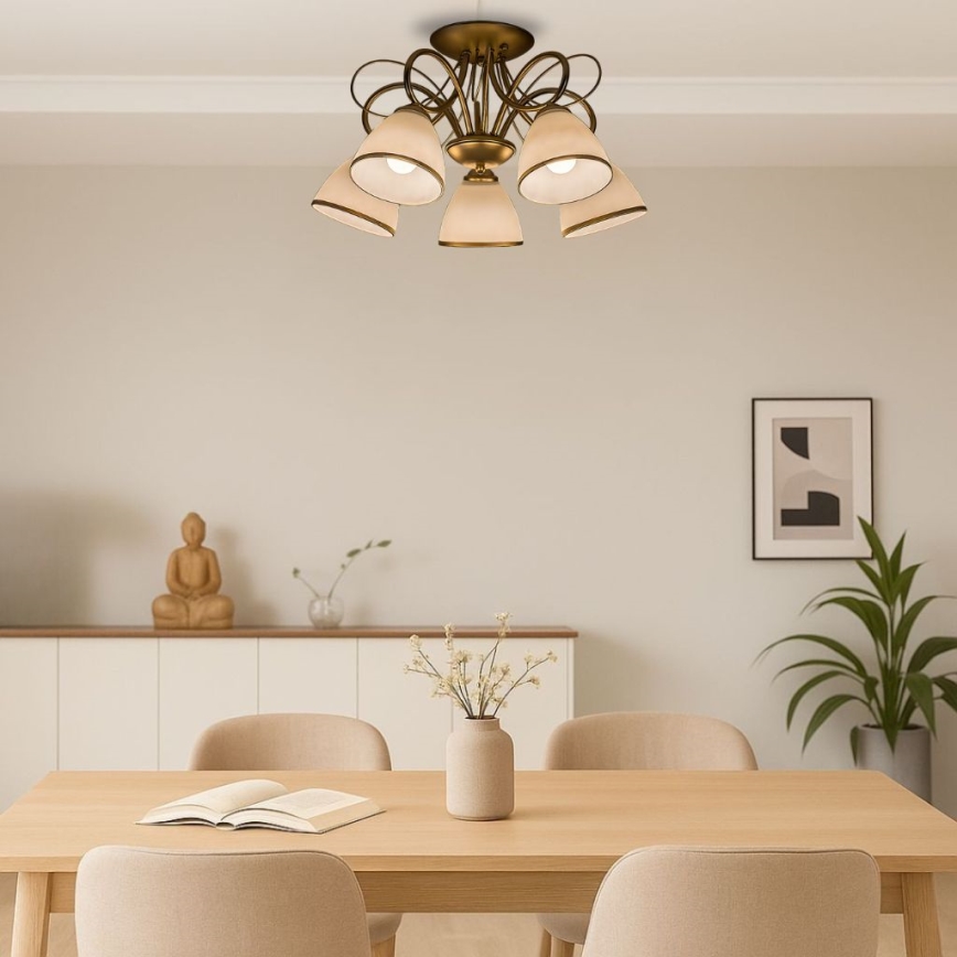 Brilagi - Plafonnier FRED à montage en surface 5xE27/60W/230V Ø59 cm doré