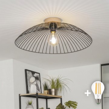Brilagi - Plafonnier LED à montage en surface CERIA WIRE 1xE27/40W/230V Ø 60 cm noir/chêne