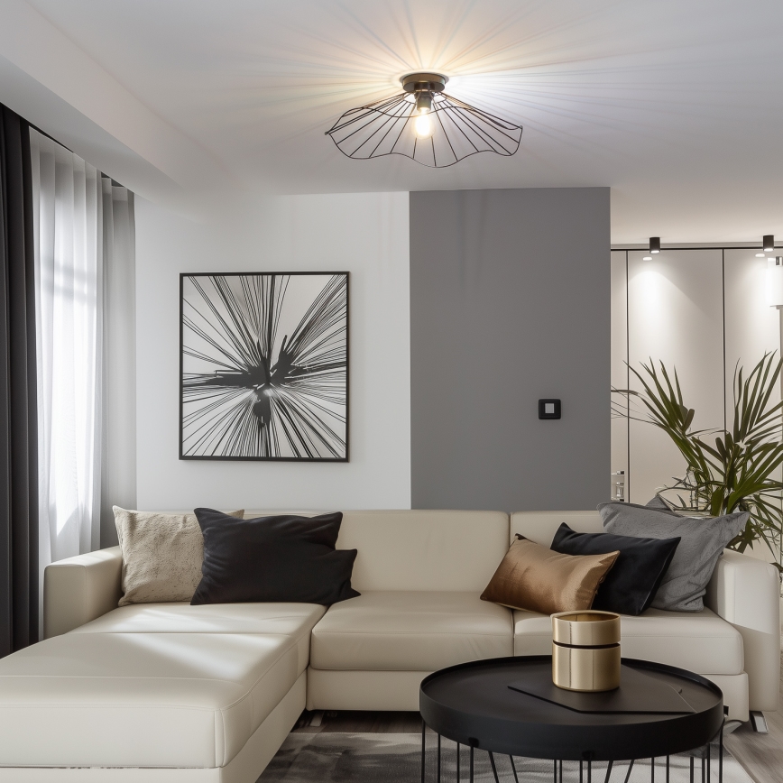 Brilagi - Plafonnier LED à montage en surface CERIA WIRE 1xE27/40W/230V Ø 60 cm noir