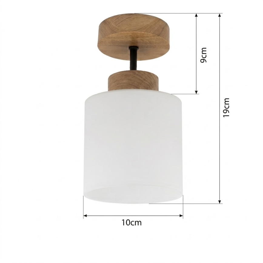 BRILAGI - Plafonnier LED à montage en surface RETRO GLASS 1xE27/60W/230V Ø 10 cm chêne/blanc