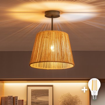 Brilagi - Plafonnier LED affleurant CERIA BOHO 1xE27/60W/230V Ø 28 cm noir/marron