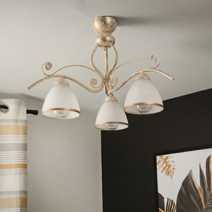 Brilagi - plafonnier LED ANTICO 3xE27/60W/230V patine blanche