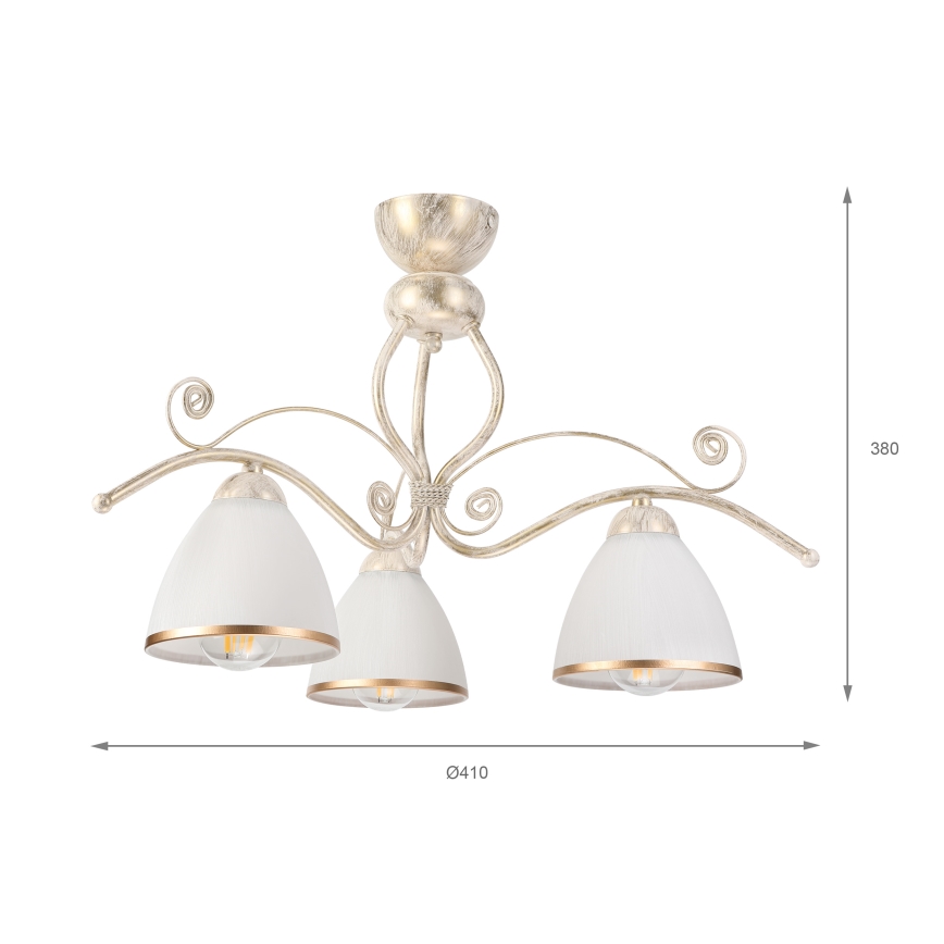 Brilagi - plafonnier LED ANTICO 3xE27/60W/230V patine blanche