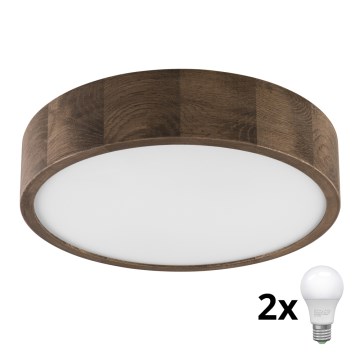 Brilagi - Plafonnier LED CARVALHO 2xE27/60W/230V chêne noyer d. 37 cm