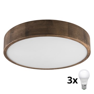 Brilagi - Plafonnier LED CARVALHO 3xE27/60W/230V chêne noyer d. 47 cm