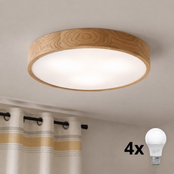 Brilagi - Plafonnier LED CARVALHO 4xE27/60W/230V chêne, diamètre 57,5 cm
