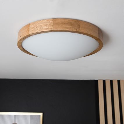 Brilagi - Plafonnier LED CARVALHO SLIM 2xE27/15W/230V chêne Ø 37 cm