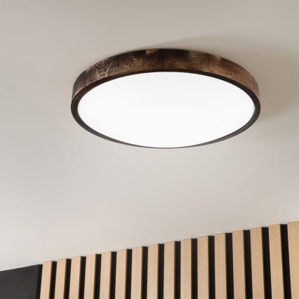 Brilagi - Plafonnier LED CARVALHO SLIM SMOKEY LED/36W/230V chêne Ø 47,5 cm