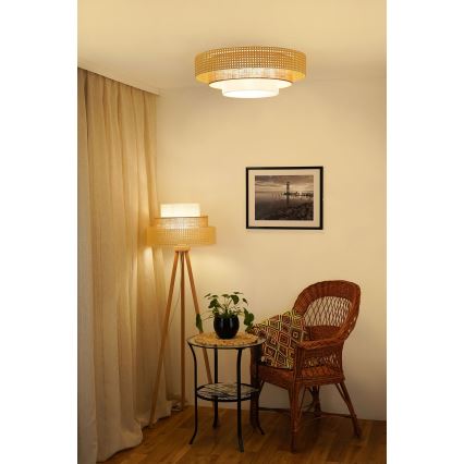 Brilagi - Plafonnier LED CEDAR LUNETA LED/26W/230V Ø 60 cm rotin/marron/crème